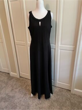 Talbots Black Sleeveless Maxi Dress with Braided Trim